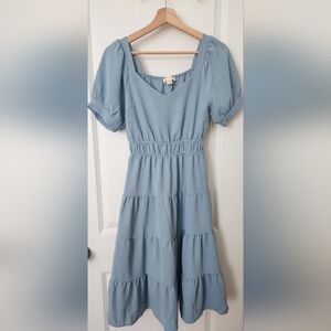 Monteau Los Angeles Baby Blue Dress M Cottagecore Boho Flowy Romantic Prairie